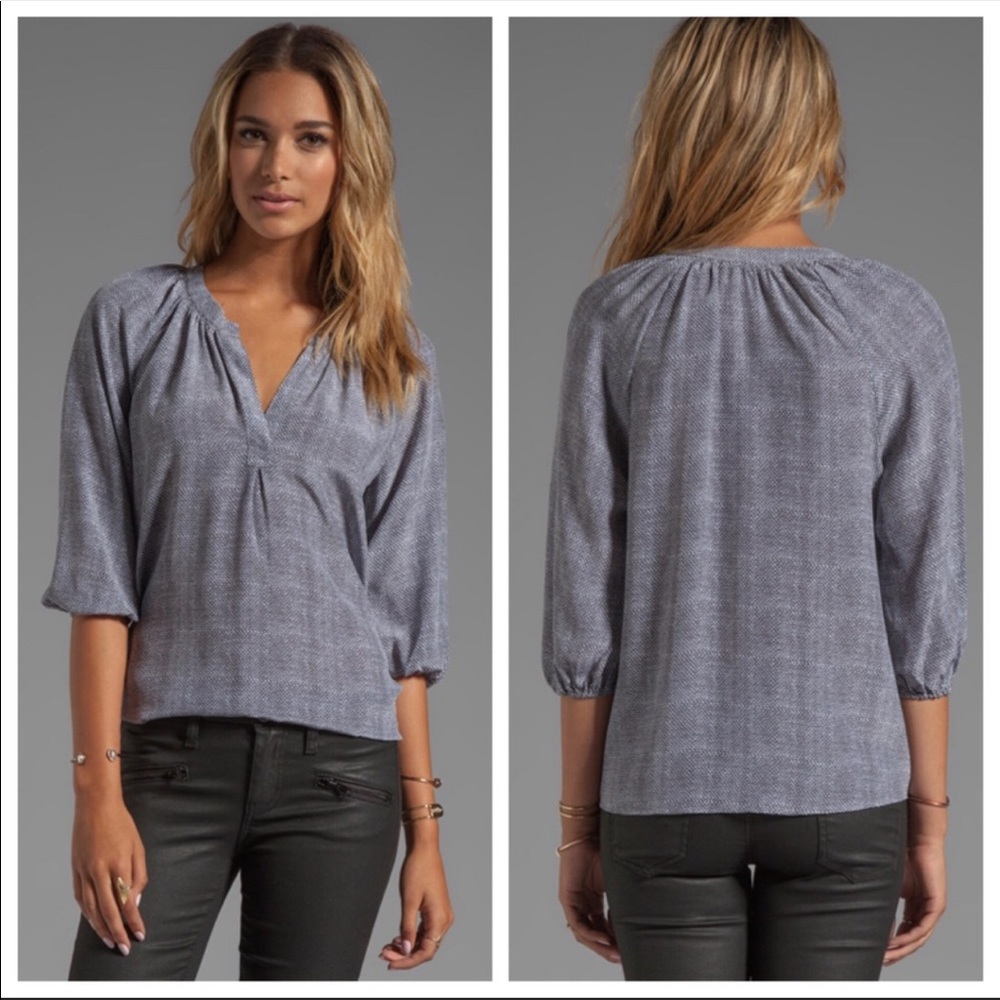 Joie Textural Print Addie B 100% Silk Blouse